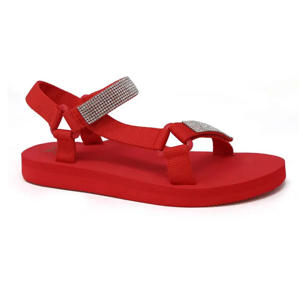 PIA-48 Women's Open Toe Flat Sandal With Rhinestones Yoki Fashion