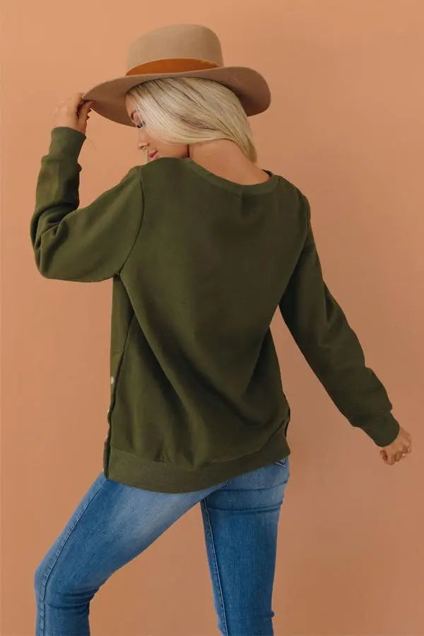 Pacan Pie Casual Button Detail Sweater Stay Warm in Style