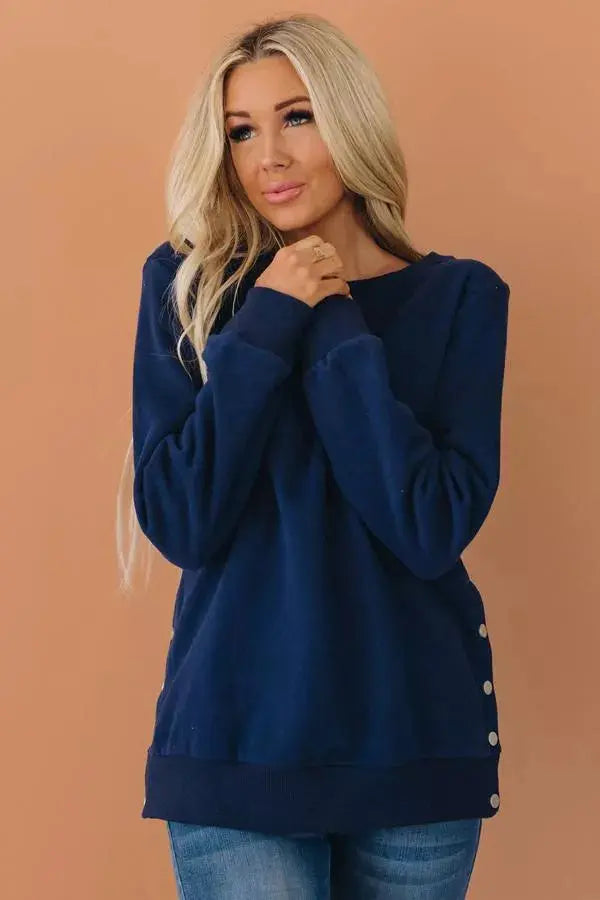 Pacan Pie Casual Button Detail Sweater Stay Warm in Style