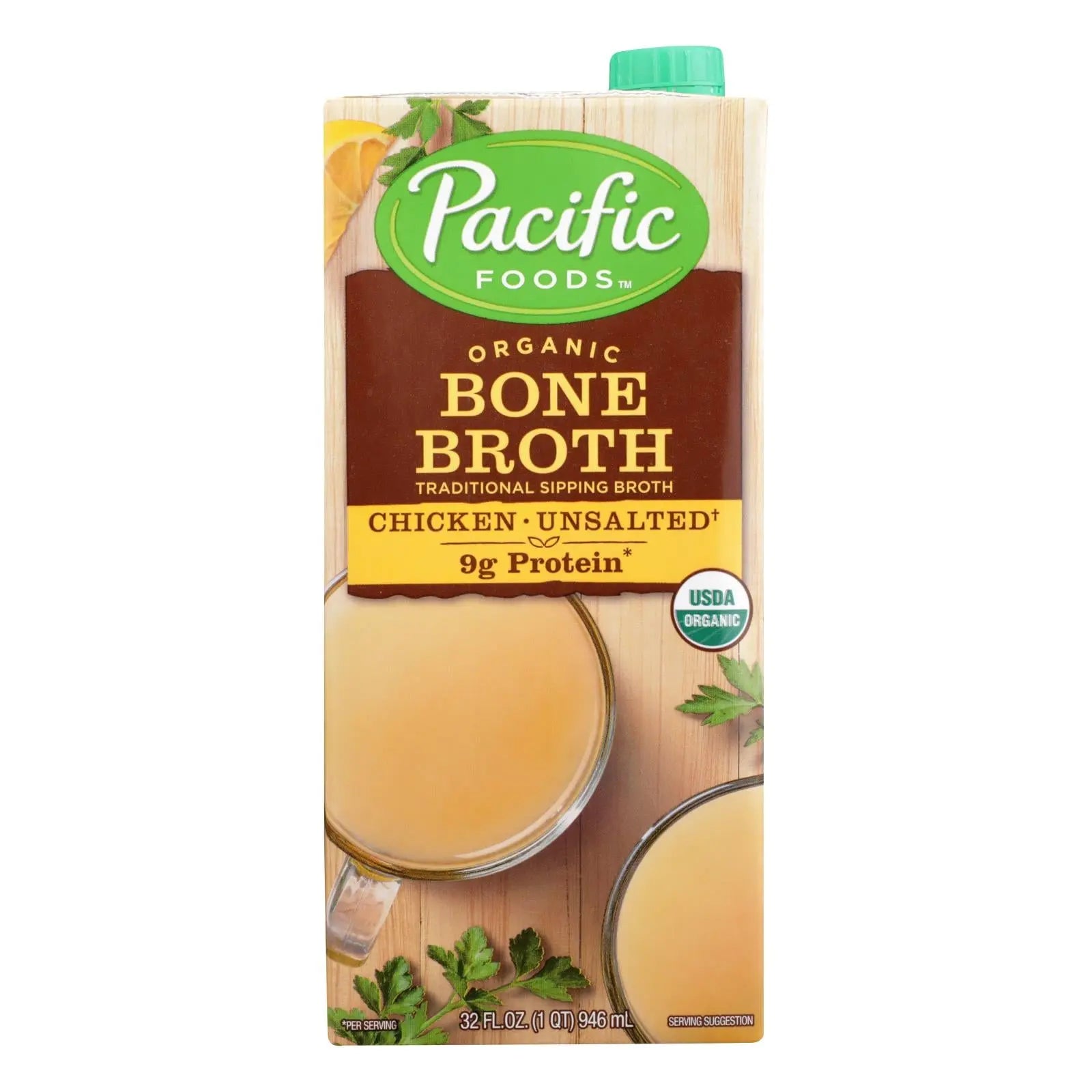Pacific Natural Foods Bone Broth - Chicken - Case Of 12 - 32 Fl Oz. Pacific Natural Foods