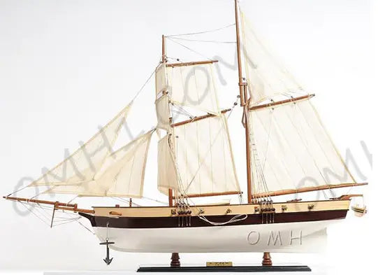 Painted Lynx Model Vessel on Wooden Base OMH USA