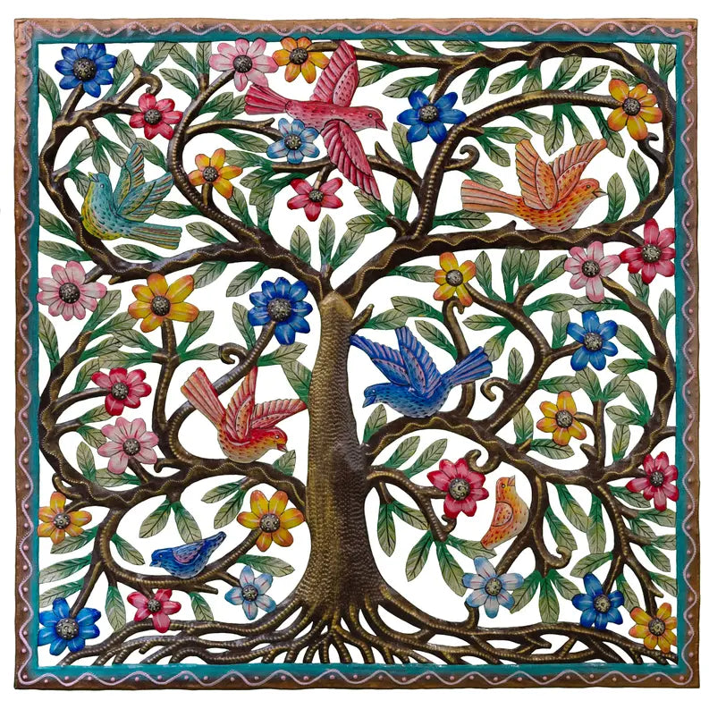 Painted Square Tree of Life #2 Le Primitif Galleries