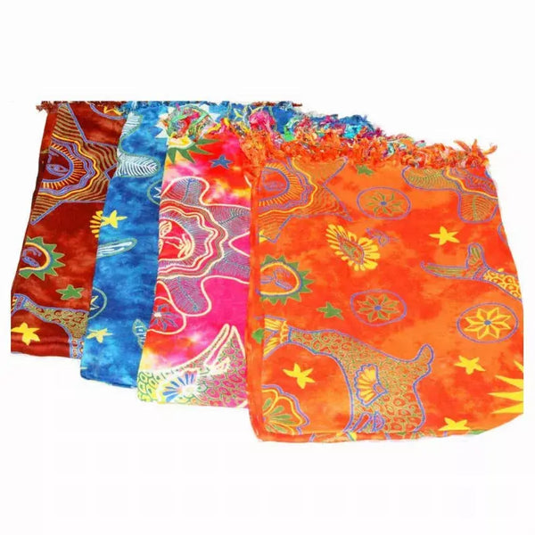 Paisley Pattern Print Tassel Scarf with Pink Border Wild Lotus