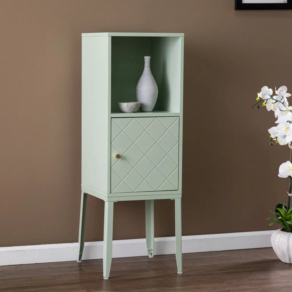 Pale Green Crosshatch Accent Storage Cabinet Homeroots Kitchen & Dining