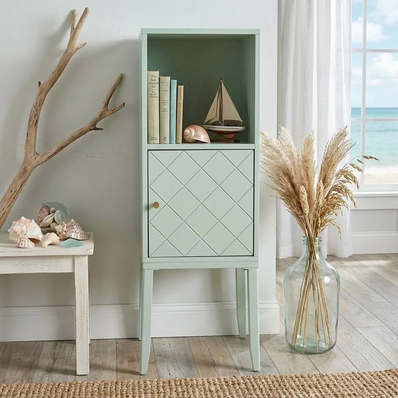 Pale Green Crosshatch Accent Storage Cabinet Homeroots Kitchen & Dining