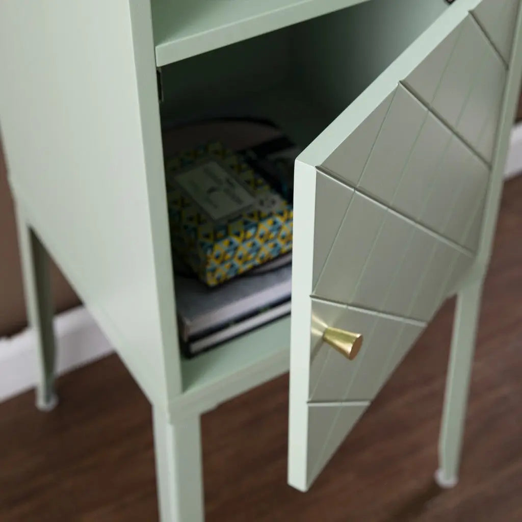 Pale Green Crosshatch Accent Storage Cabinet Homeroots Kitchen & Dining
