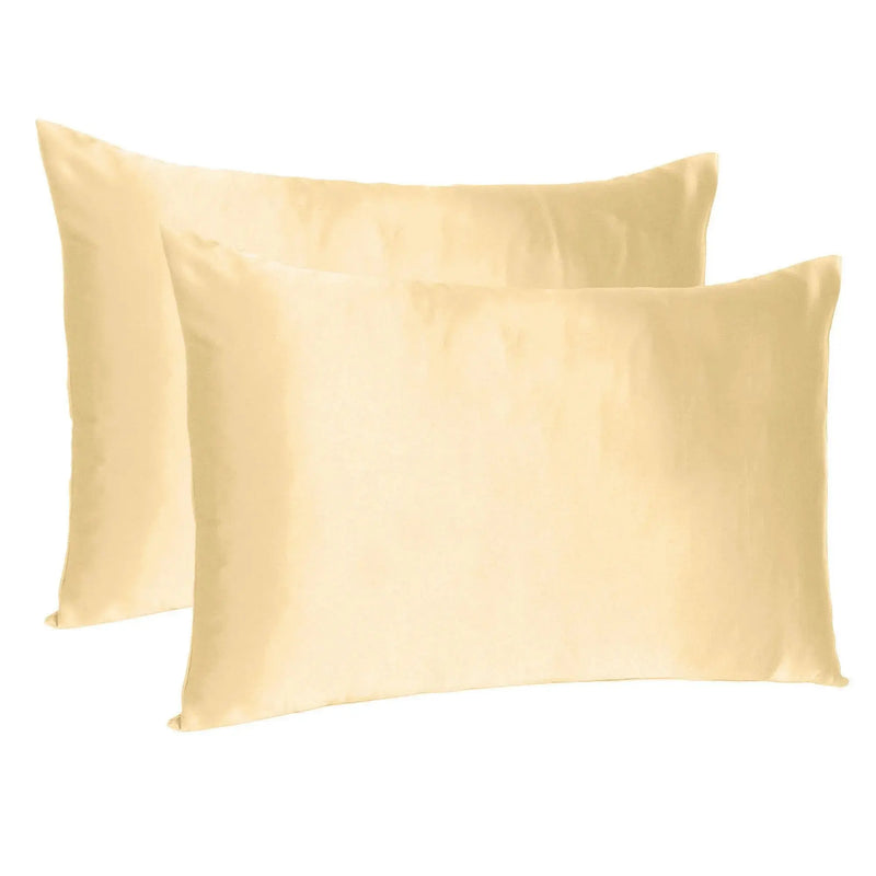 Pale Peach Dreamy Set Of 2 Silky Satin Standard Pillowcases Homeroots Bed & Bath