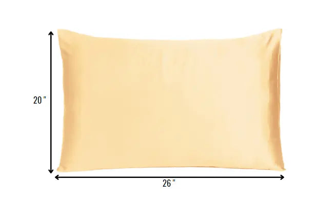 Pale Peach Dreamy Set Of 2 Silky Satin Standard Pillowcases Homeroots Bed & Bath
