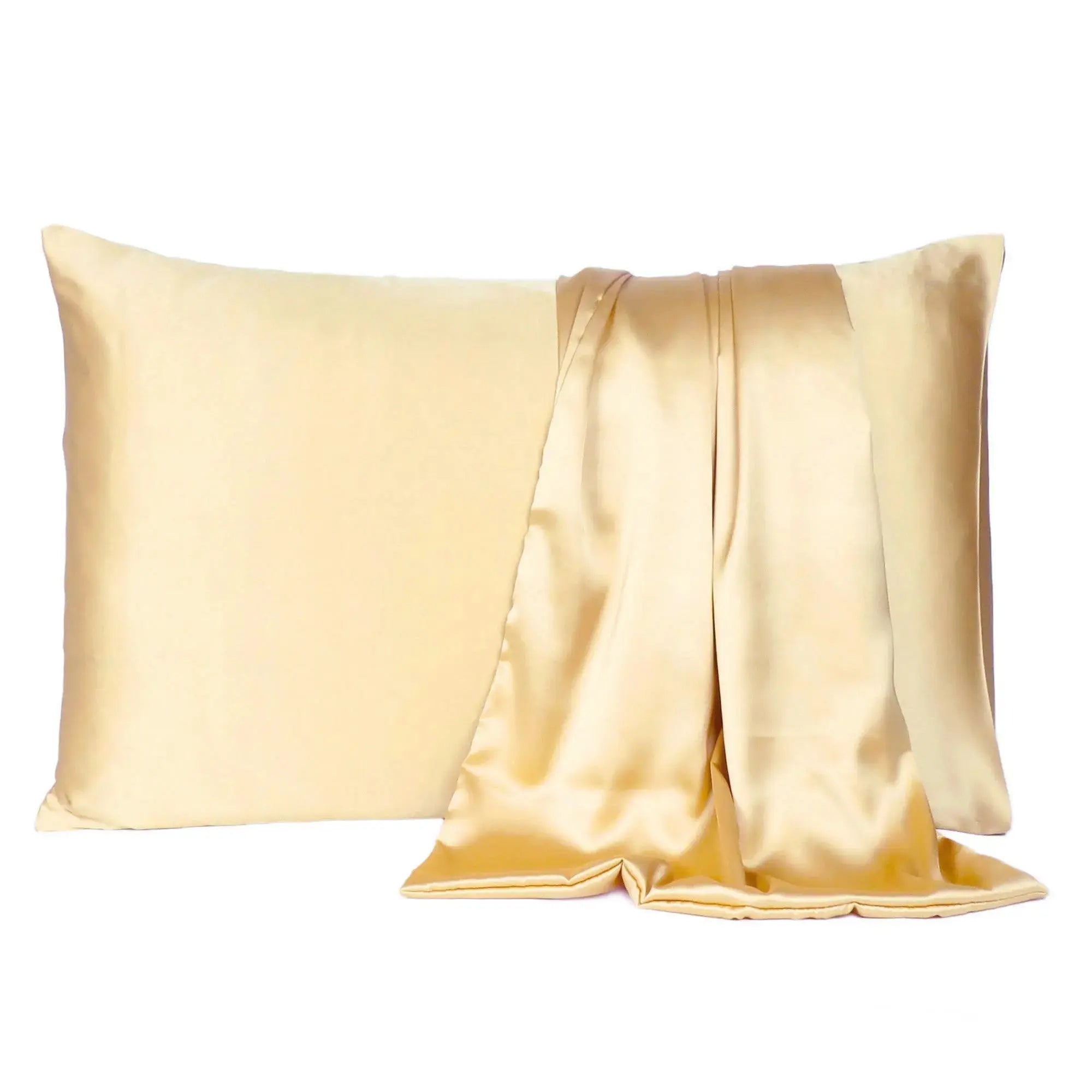 Pale Yellow Dreamy Set Of 2 Silky Satin Standard Pillowcases Homeroots Bed & Bath