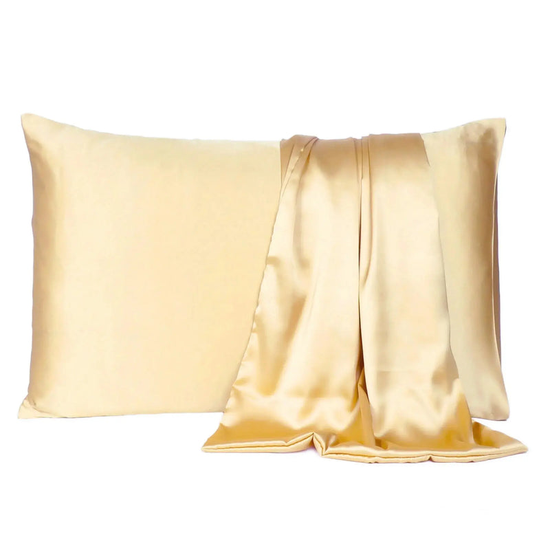 Pale Yellow Dreamy Set Of 2 Silky Satin Standard Pillowcases Homeroots Bed & Bath