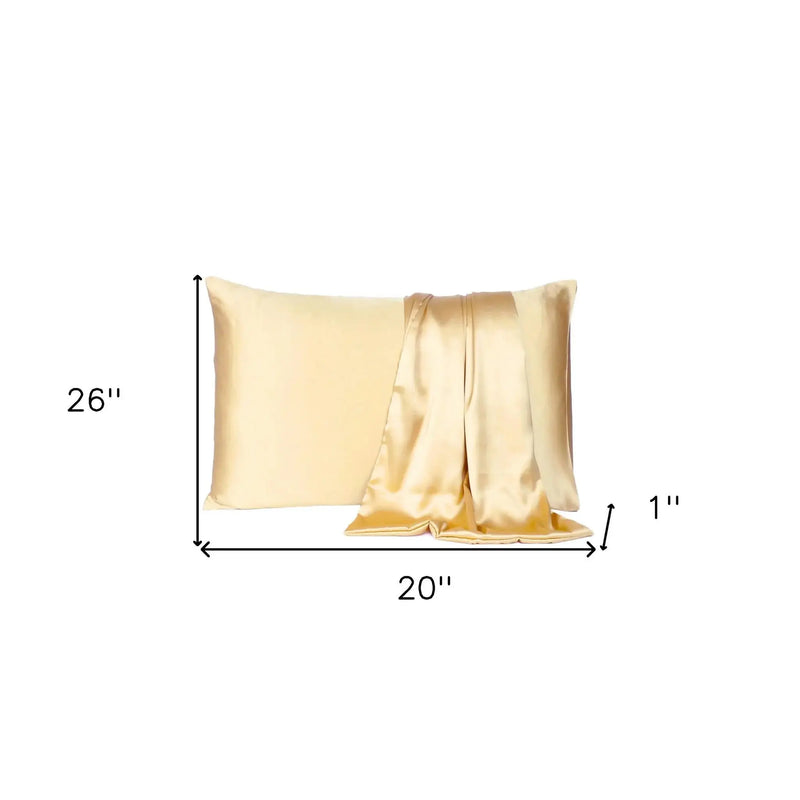 Pale Yellow Dreamy Set Of 2 Silky Satin Standard Pillowcases Homeroots Bed & Bath