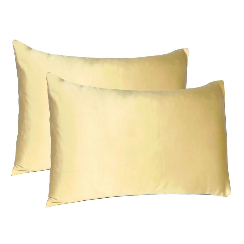 Pale Yellow Dreamy Set Of 2 Silky Satin Standard Pillowcases Homeroots Bed & Bath