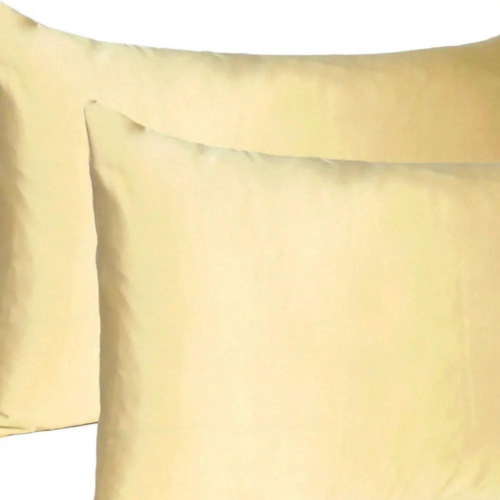Pale Yellow Dreamy Set Of 2 Silky Satin Standard Pillowcases Homeroots Bed & Bath
