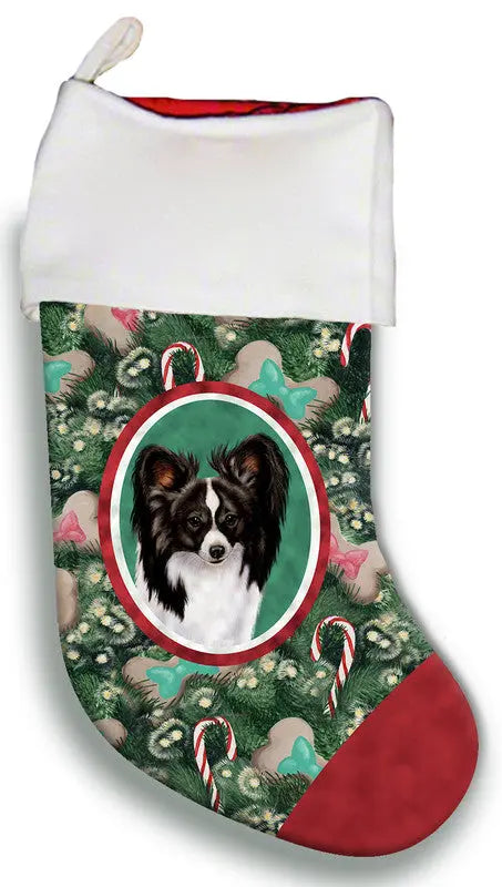 Papillion Black/White- Best of Breed Christmas Stocking Best of Breed