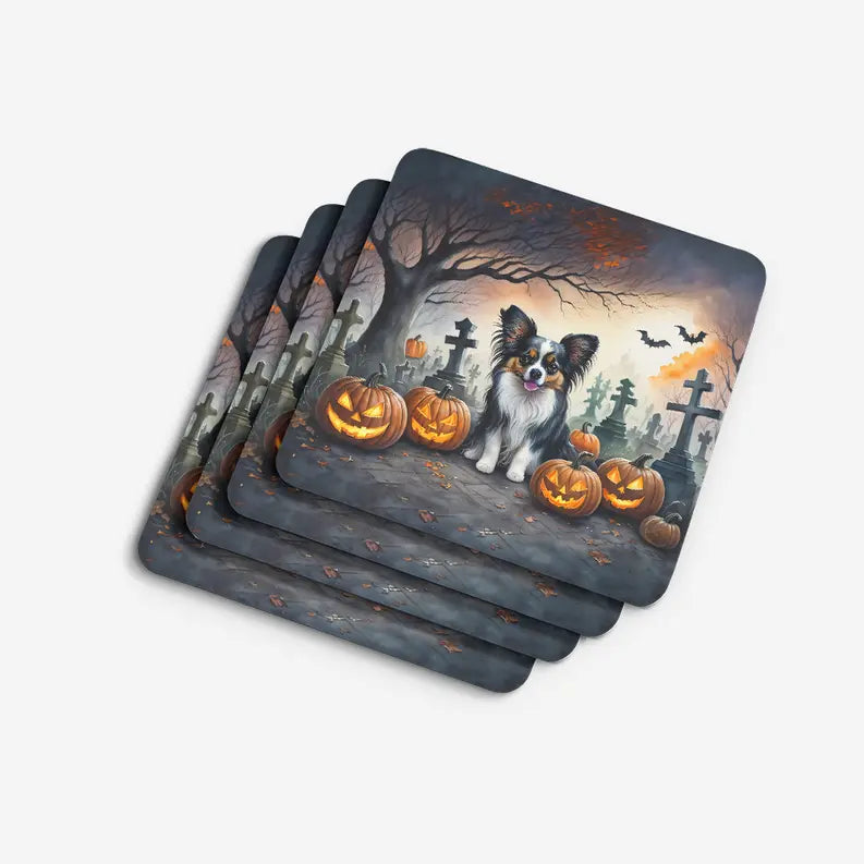 Papillon Spooky Halloween Foam Coasters Caroline's Treasures