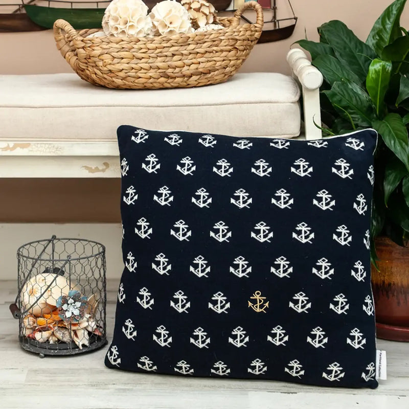 Parkland Collection Andrea Nautical Blue Throw Pillow Parkland Collection