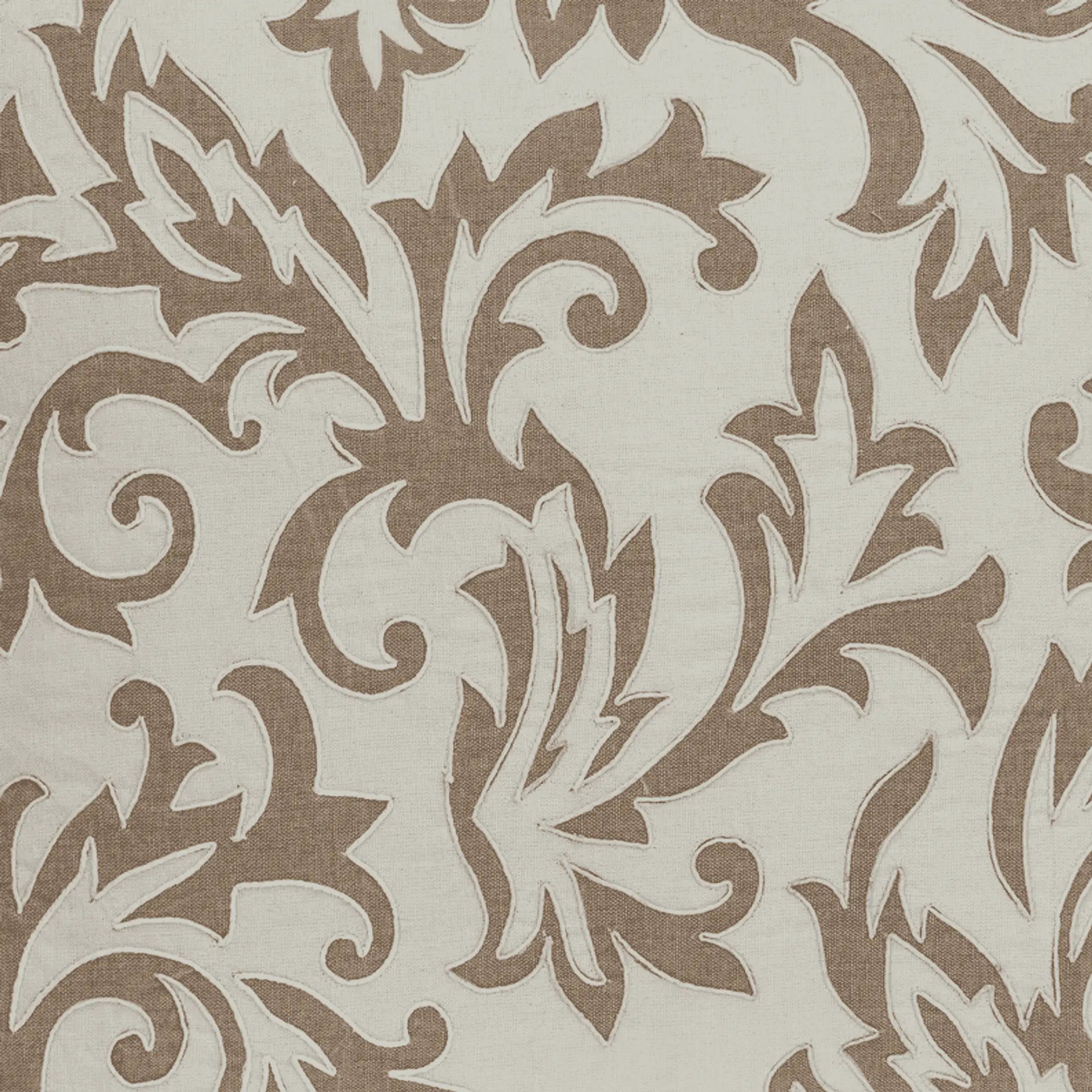 Tan and cream floral damask fabric, perfect for upholstery and drapery projects. Stylish, durable cotton blend material.