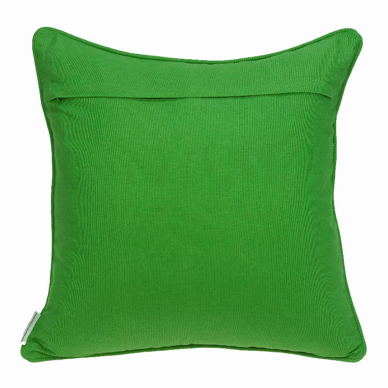 Vibrant green textured pillow cover, made of durable cotton, perfect for modern home decor.