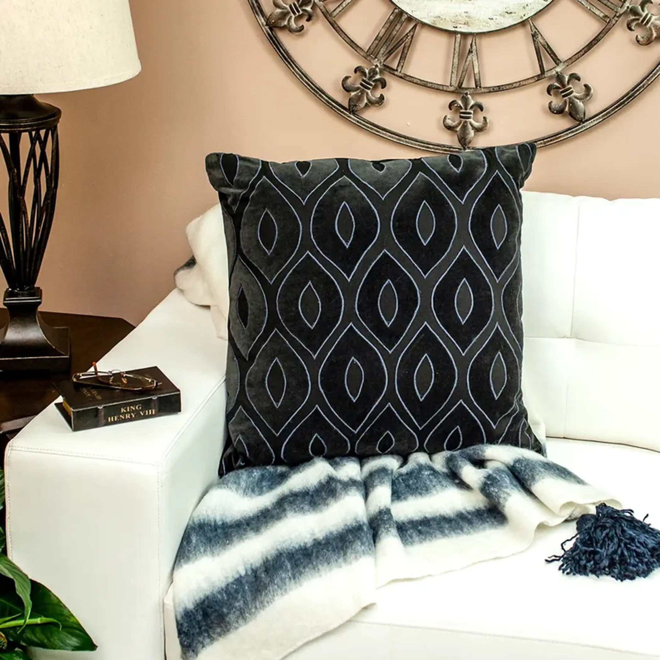 Parkland Collection Crimson Contemporary Charcoal Pillow Cover With Poly Insert Parkland Collection