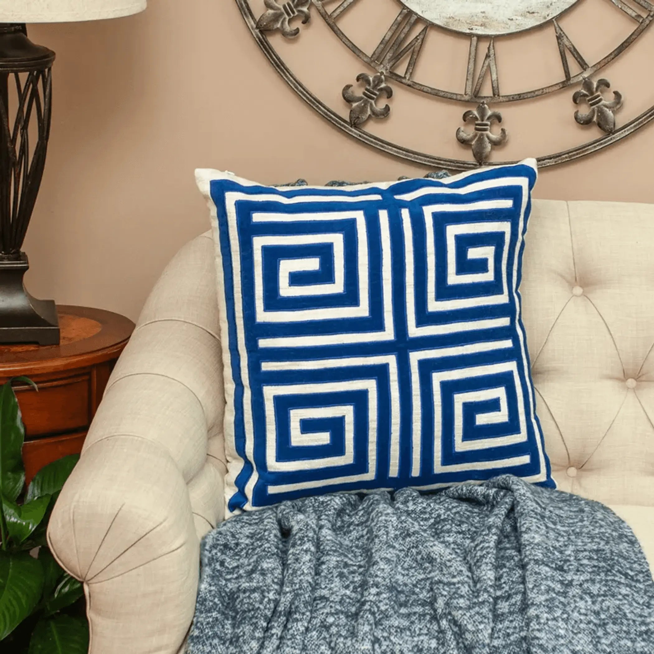 Parkland Collection Gio Contemporary Blue Pillow Cover With Poly Insert Parkland Collection