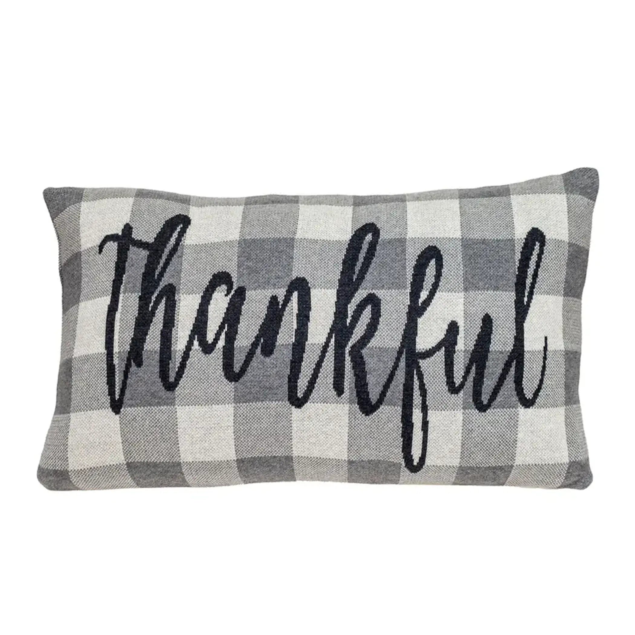 Parkland Collection Gray_Thankful Transitional Gray Throw Pillow Parkland Collection