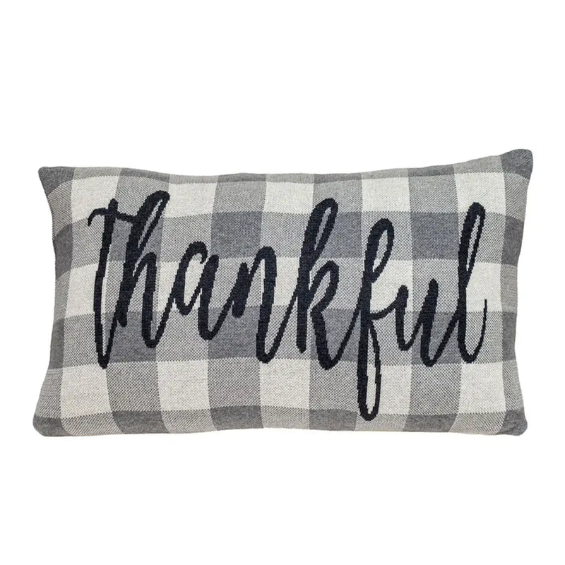 Parkland Collection Gray_Thankful Transitional Gray Throw Pillow Parkland Collection
