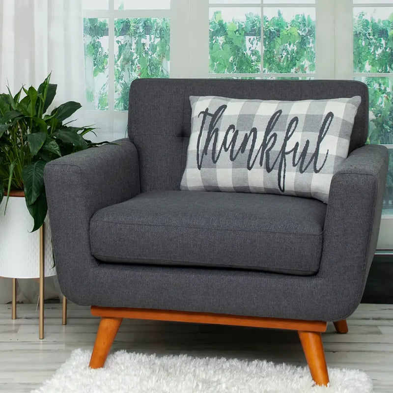 Parkland Collection Gray_Thankful Transitional Gray Throw Pillow Parkland Collection