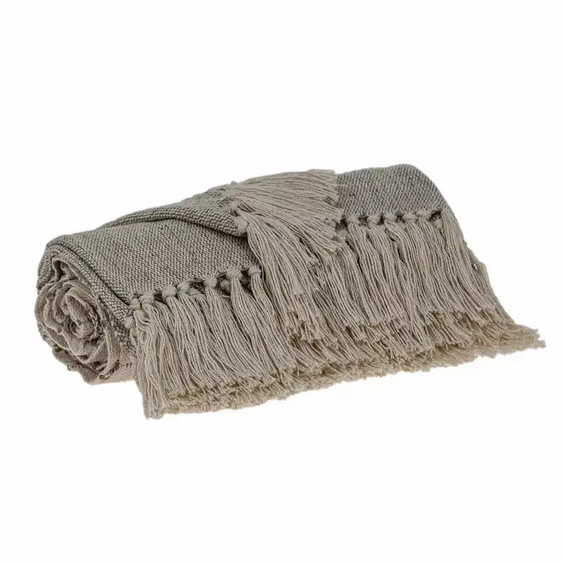 Parkland Collection Ishan Eclectic Beige 52" x 67" WOVEN HANDLOOM Throw Parkland Collection