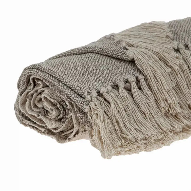 Parkland Collection Ishan Eclectic Beige 52" x 67" WOVEN HANDLOOM Throw Parkland Collection