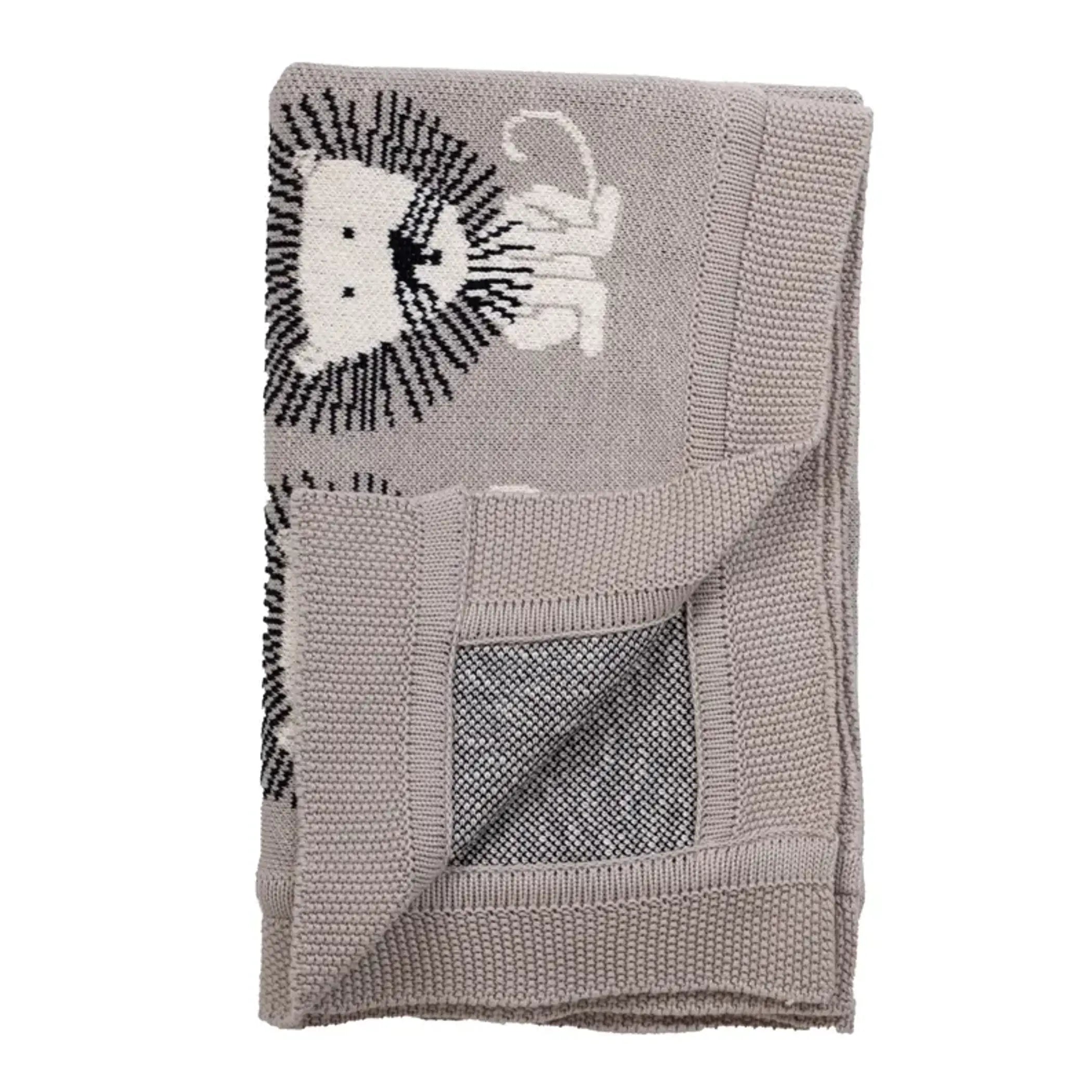 Parkland Collection Lion King Transitional Light Gray Kinitted 32" X 40"  Baby Blanket Parkland Collection