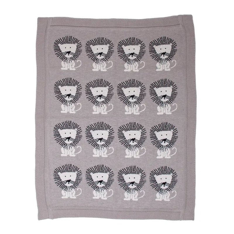 Parkland Collection Lion King Transitional Light Gray Kinitted 32" X 40"  Baby Blanket Parkland Collection