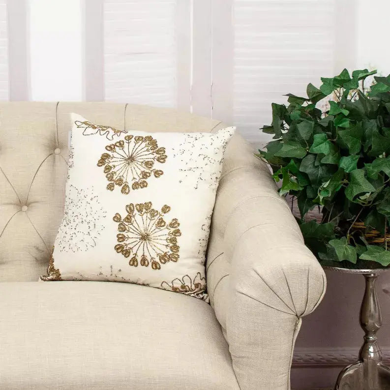 Parkland Collection Periwinkle Transitional Beige & Copper Throw Pillow Parkland Collection