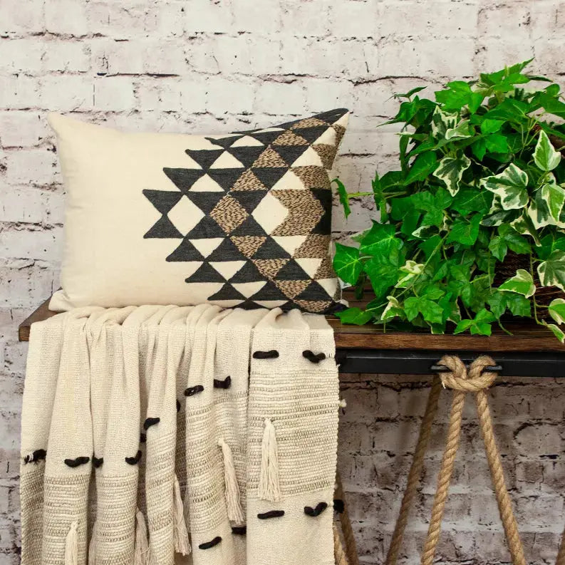 Parkland Collection Transitional Geometric Beige 14" x 20" Pillow Parkland Collection