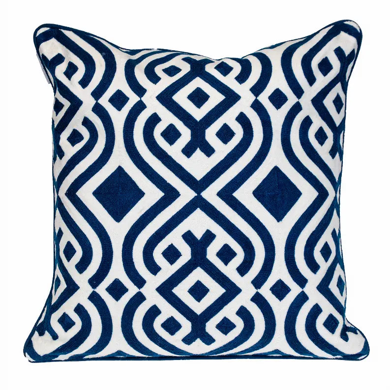 Parkland Collection Transitional Geometric Blue Square 20" x 20" Pillow Parkland Collection