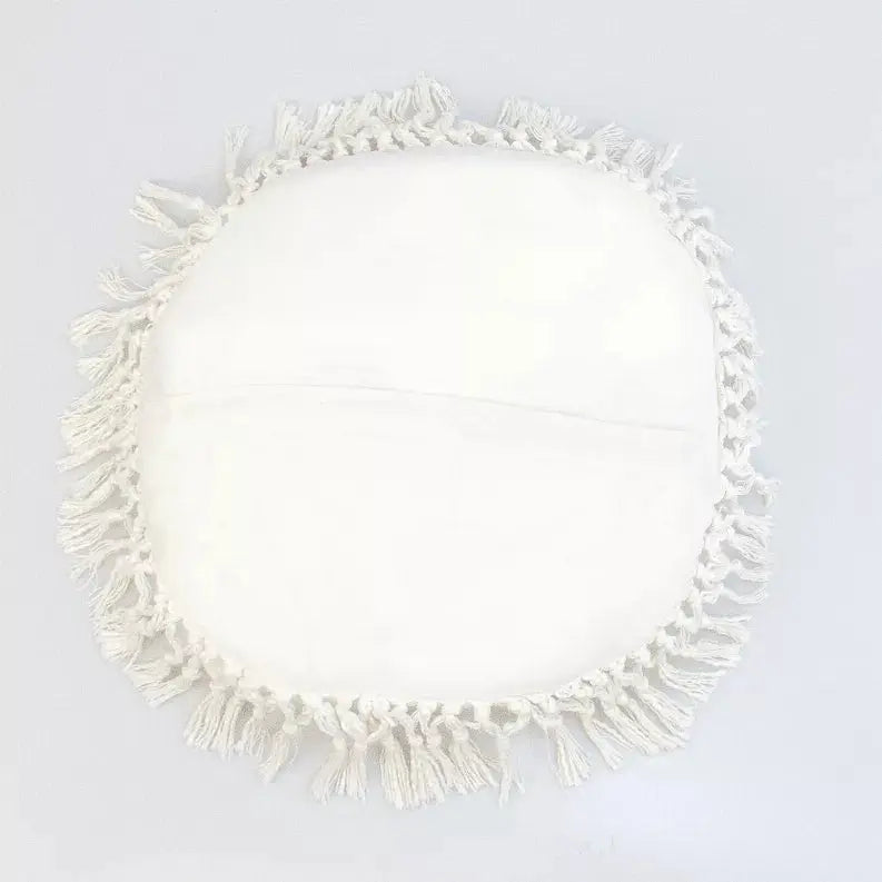 Parkland Collection Transitional Solid White Round 18" x 18" Pillow Parkland Collection