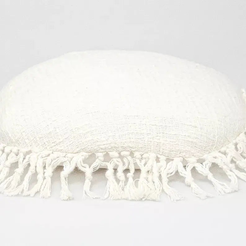 Parkland Collection Transitional Solid White Round 18" x 18" Pillow Parkland Collection