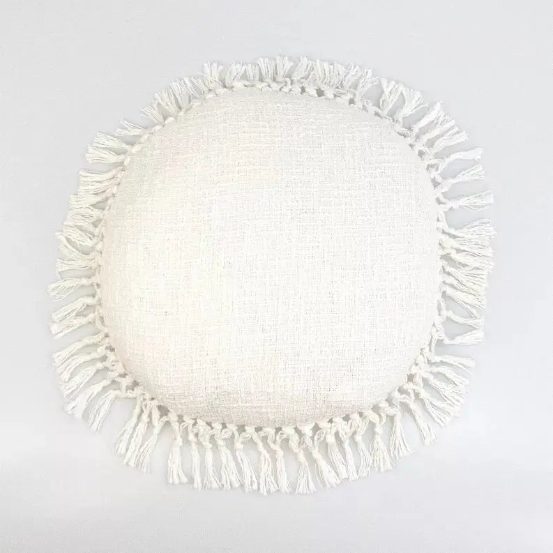 Parkland Collection Transitional Solid White Round 18" x 18" Pillow Parkland Collection