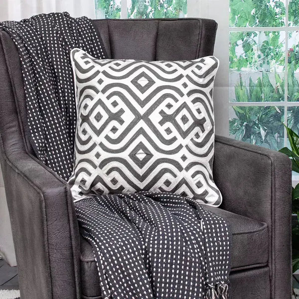 Parkland Collection Vega Gray and White Throw Pillow Parkland Collection