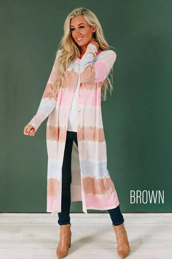 Party For Two Striped Duster Cardigan Stay Warm in Style