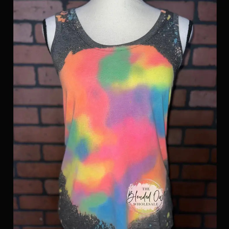 Patchwork Reverse Tie Dye Blank Racerback Tank The Blended Owl