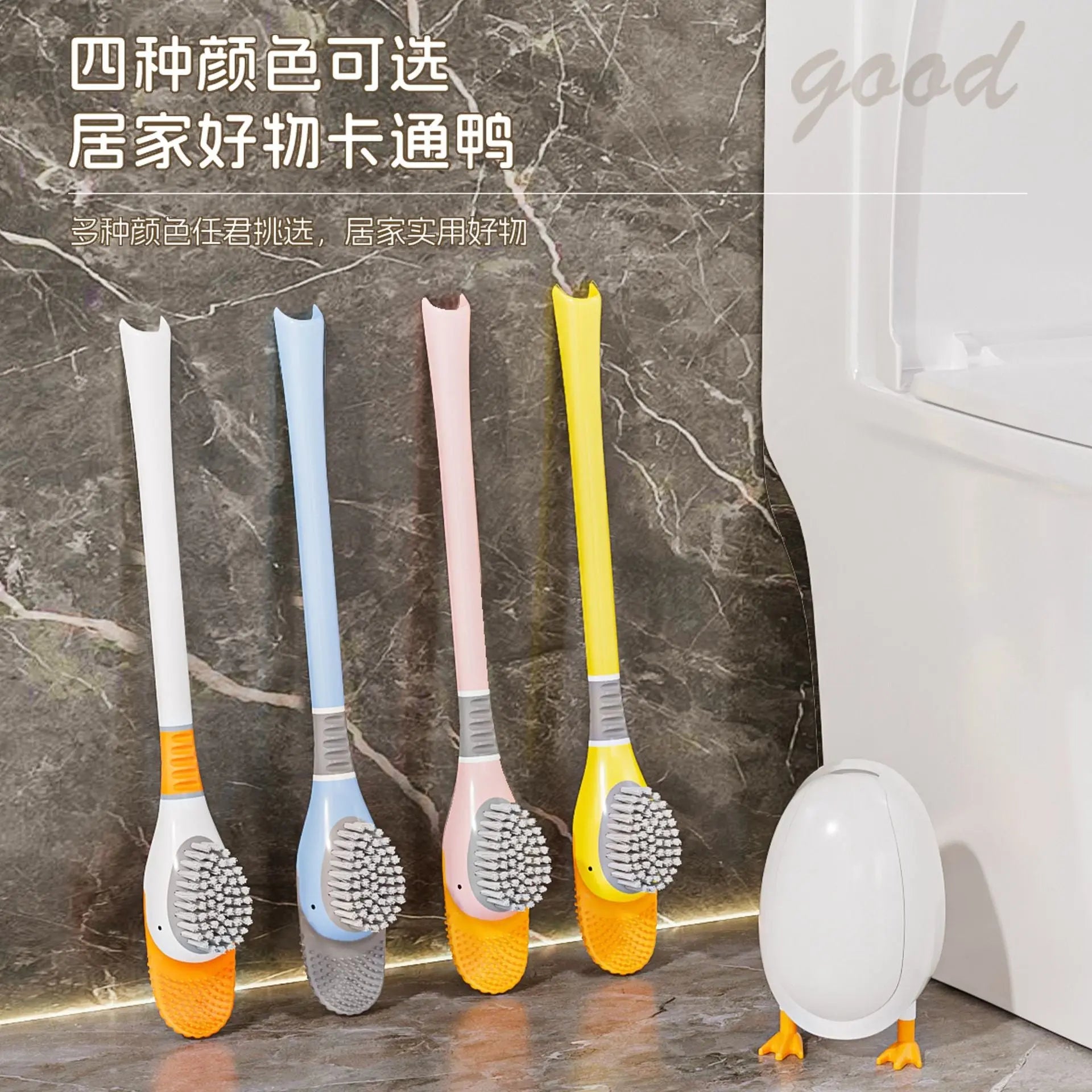 [Patented Authentic] New Diving Cartoon Duck Silicone Toilet Brush Home with Base Cleaning Set Bathroom GreatEagleInc