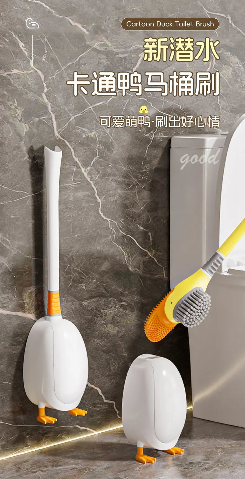 [Patented Authentic] New Diving Cartoon Duck Silicone Toilet Brush Home with Base Cleaning Set Bathroom GreatEagleInc