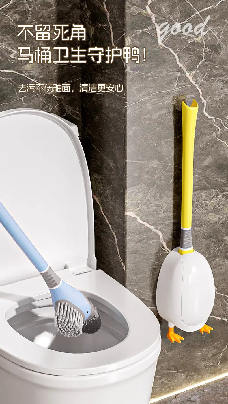 [Patented Authentic] New Diving Cartoon Duck Silicone Toilet Brush Home with Base Cleaning Set Bathroom GreatEagleInc