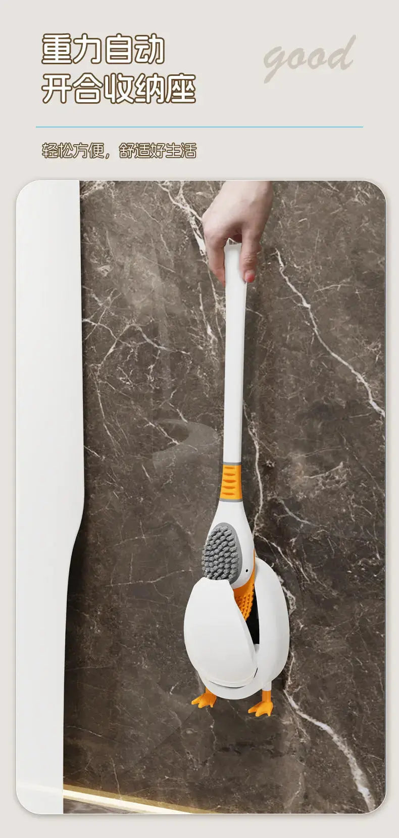[Patented Authentic] New Diving Cartoon Duck Silicone Toilet Brush Home with Base Cleaning Set Bathroom GreatEagleInc