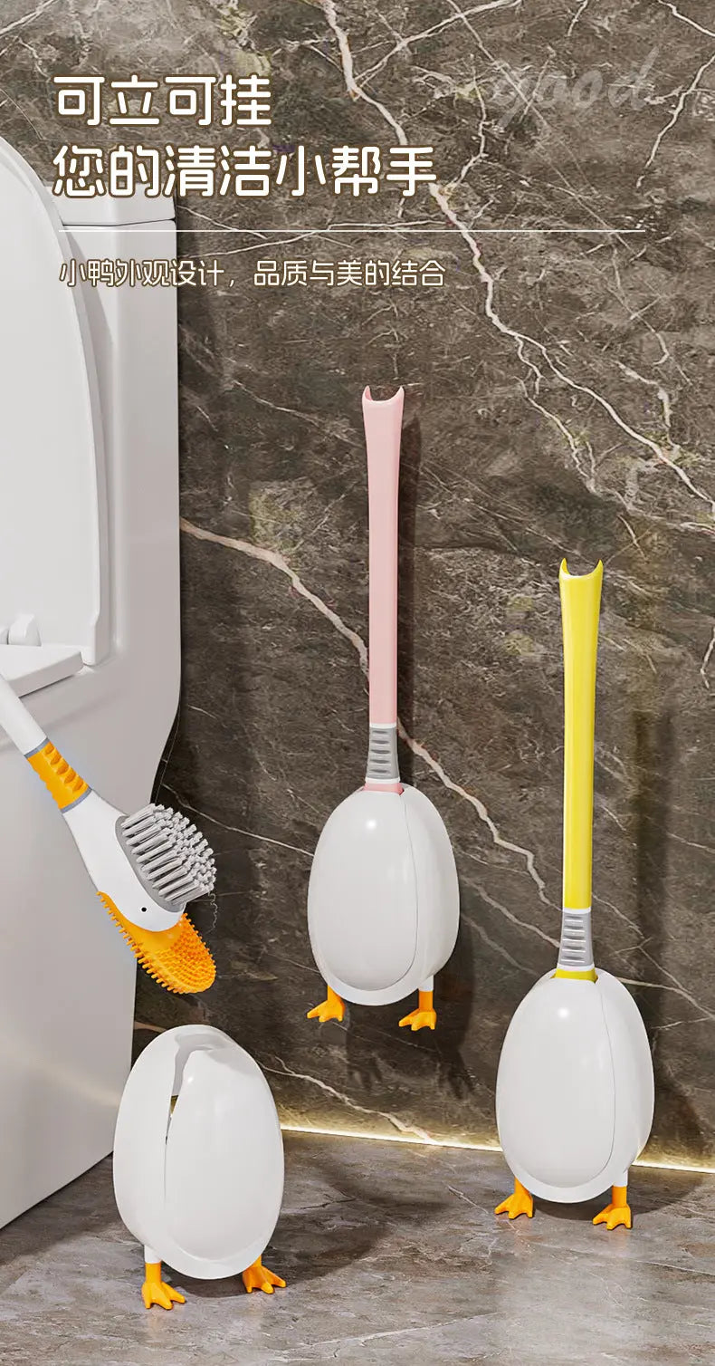 [Patented Authentic] New Diving Cartoon Duck Silicone Toilet Brush Home with Base Cleaning Set Bathroom GreatEagleInc