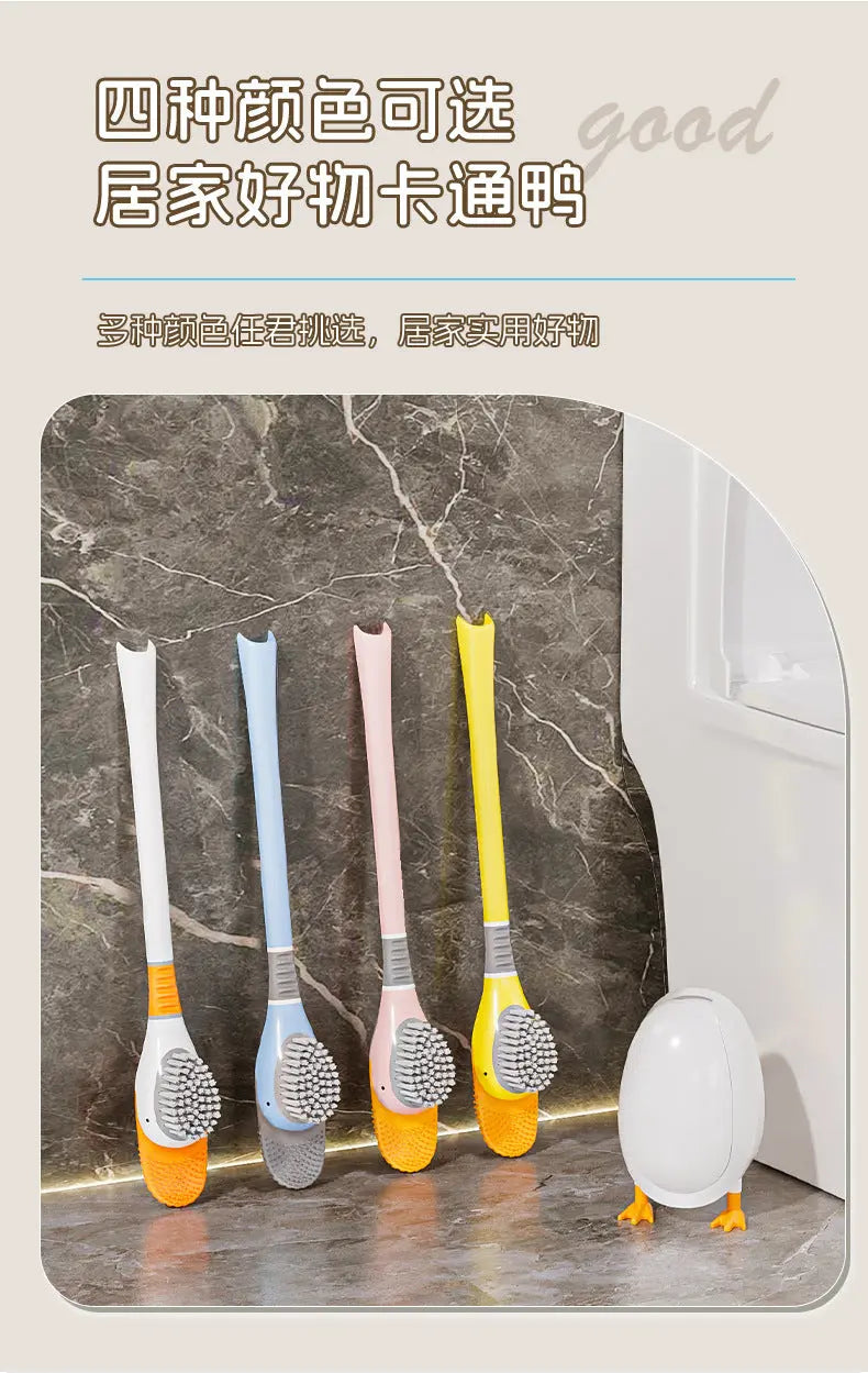 [Patented Authentic] New Diving Cartoon Duck Silicone Toilet Brush Home with Base Cleaning Set Bathroom GreatEagleInc
