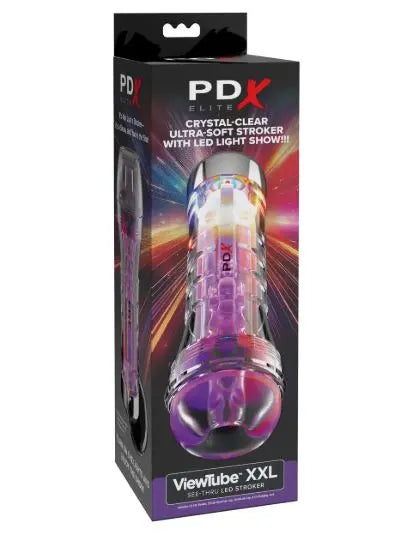 Pdx Elite Viewtube Xxl/see-thr Ez/grip Led Stroker Clear Pipedream Products