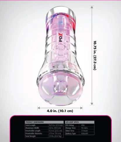 Pdx Elite Viewtube Xxl/see-thr Ez/grip Led Stroker Clear Pipedream Products
