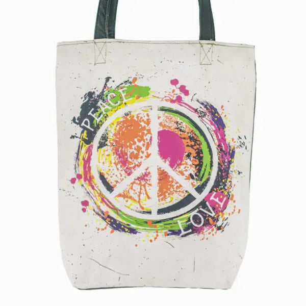 Peace Love Multicolor Recycled Military Tent Tote Vintage Addiction