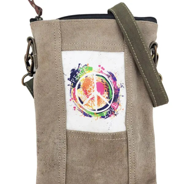 Peace Love Multicolor Recycled Tent Small Crossbody Vintage Addiction